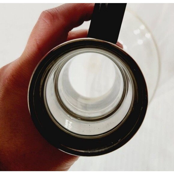 Vtg Glass Carafe Coffee Pot Hand Blown Bakelite Handle Round 8 Cup MCM Retro - Picture 5 of 13